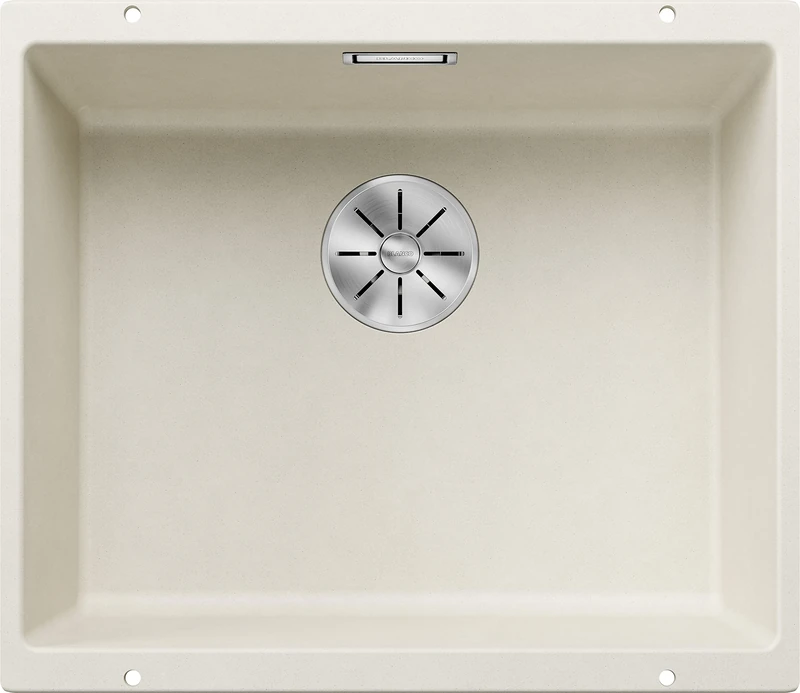 BLANCO SUBLINE 500-U | SILGRANIT Sink in Soft White | Installation Type: undermount Installation | for 60 cm Wide Base cabinets | One Cut-Out and only one Installation | [53x46x20.2 cm]