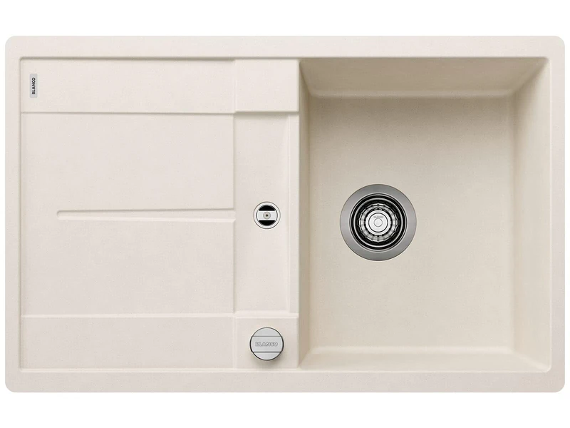 BLANCO METRA 45 S-F | Granite Sink Made of SILGRANIT Soft White | Installation Type: flushmount | Reversible | for 45 cm Wide Base cabinets | Large Bowl | Easy-Care Surface | [77x49x20 cm]