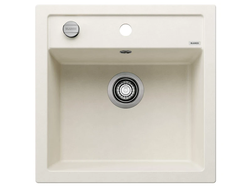 BLANCO DALAGO 5 | SILGRANIT Sink in Soft White | Installation Type: Inset Installation from Above | for 50 cm Wide Base cabinets | Spacious Bowl Volume | Easy-Care Surface | [51.5x51x20.2 cm] - Image 1
