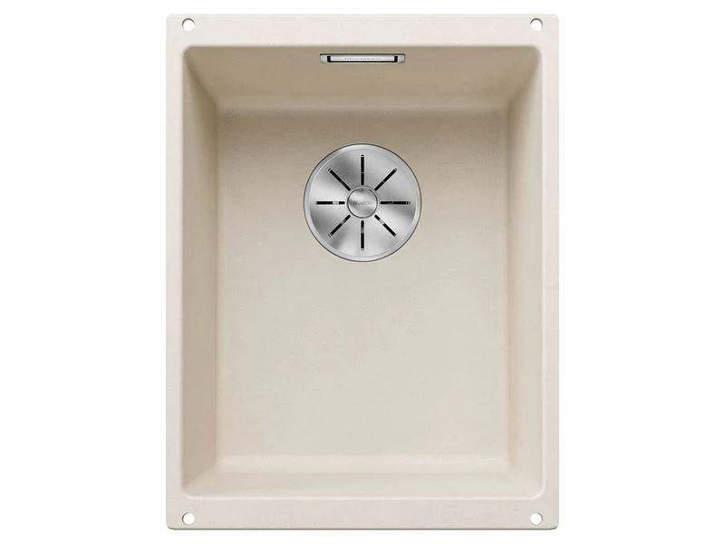 Blanco SUBLINE 320-U | SILGRANIT Sink in Soft White | Installation Type: undermount Installation | for 40 cm Wide Base cabinets | One Cut-Out and only one Installation | [35x46x20.2 cm]