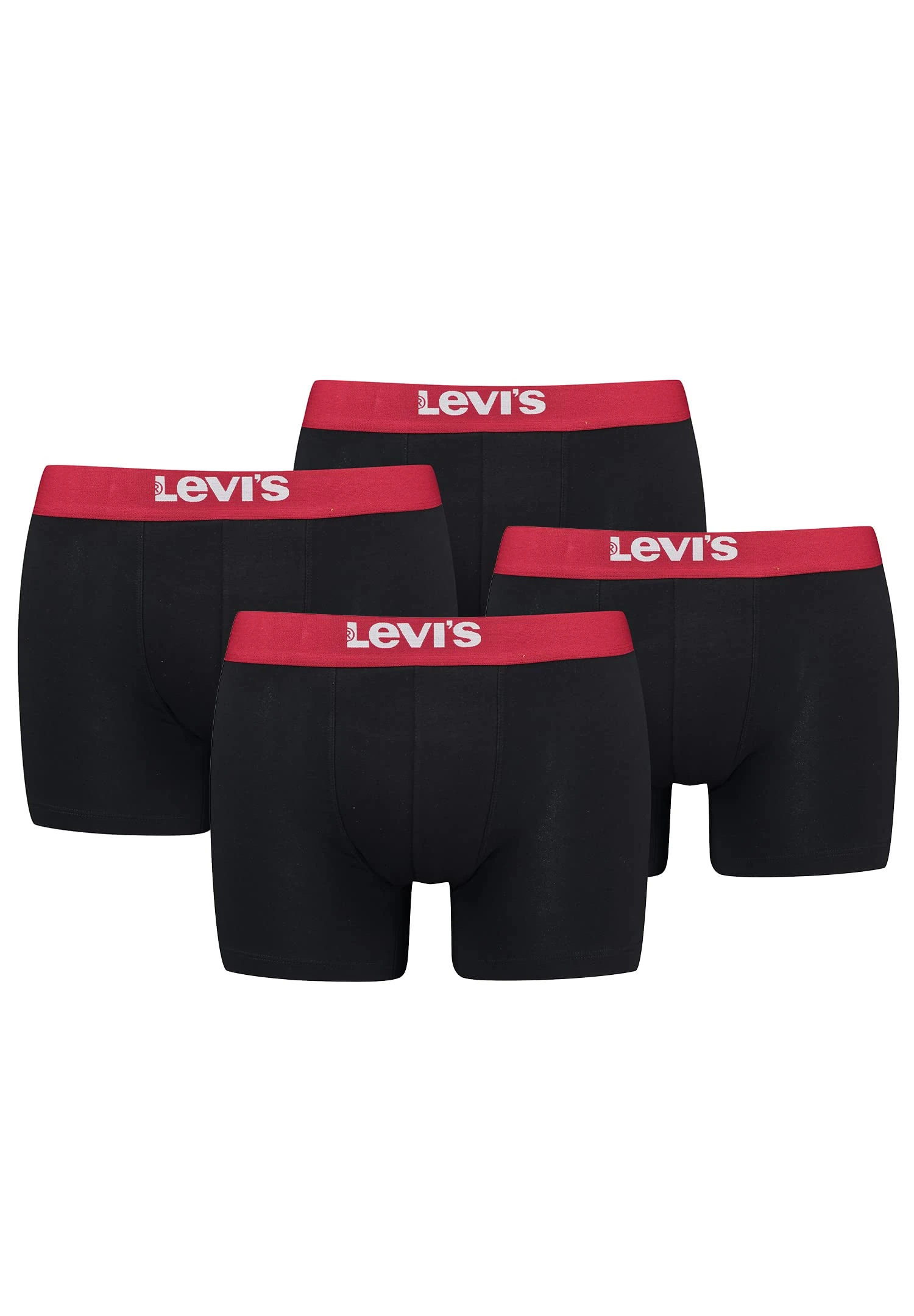 LEVIS Men's Solid Basic Boxer Brief Boxer Briefs, black/red,