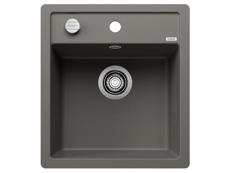 BLANCO DALAGO 45-F | SILGRANIT Sink in Volcano Grey | Installation Type: flushmount Installation | for 45 cm Wide Base cabinets | Spacious Bowl Volume | Easy-Care Surface | [45.5x50x20.2 cm]