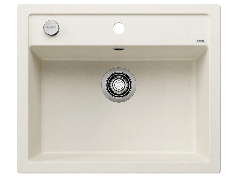 BLANCO DALAGO 6 | SILGRANIT Sink in Soft White | Installation Type: Inset Installation from Above | for 60 cm Wide Base cabinets | Spacious Bowl Volume | Easy-Care Surface | [61.5x51x20.2 cm]