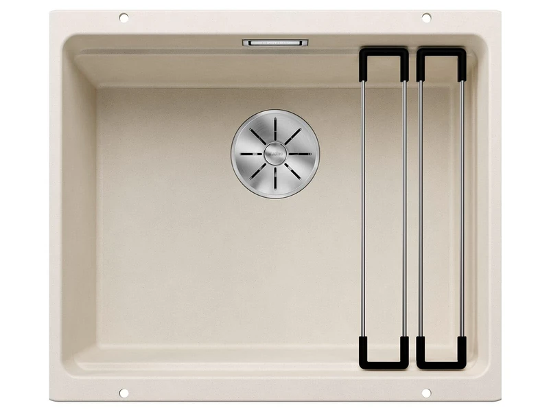 BLANCO ETAGON 500-U | SILGRANIT Sink in Soft White | Installation Type: undermount Installation | for 60 cm Wide Base cabinets | System Concept with Versatile ETAGON Rails | [53x46x21.2 cm]