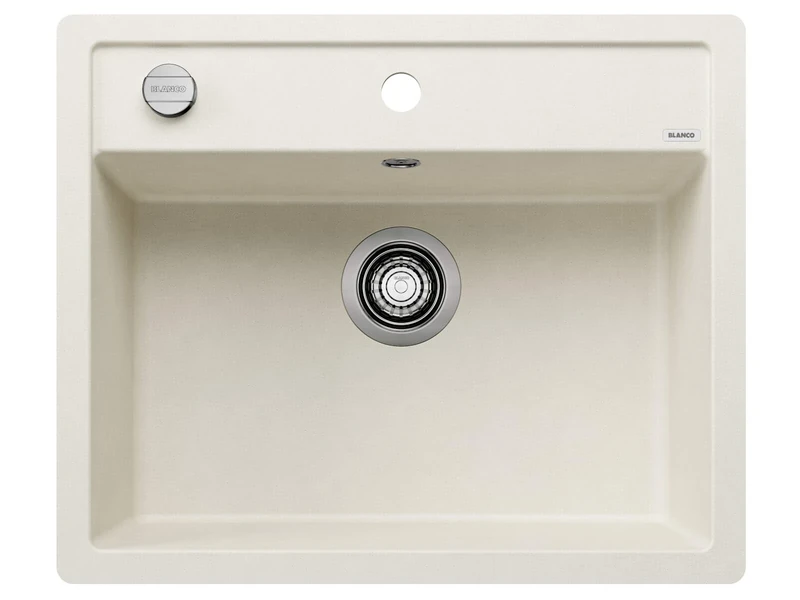 BLANCO DALAGO 6-F | SILGRANIT Sink in Soft White | Installation Type: flushmount Installation | for 60 cm Wide Base cabinets | Spacious Bowl Volume | Easy-Care Surface | [60.5x50x20.2 cm]