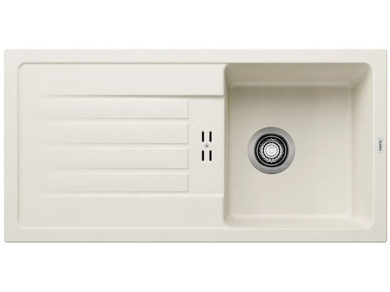 BLANCO Favum 45 S Granite Sink Made of Silgranit Soft White Installation Type: Installation from Top Reversible for 45 cm-Wide Base Cabinets Large Bowl Kitchen Sink 86 x 43.5 cm