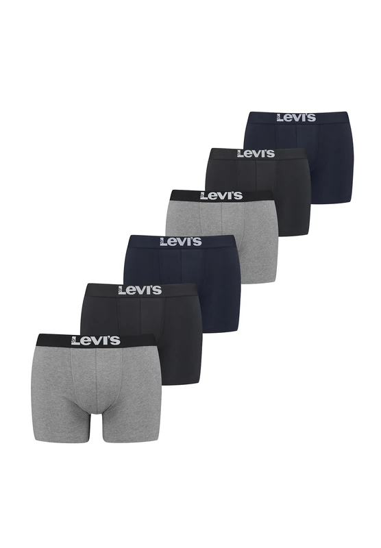 LEVIS Men's Solid Basic Boxer Brief Boxer Briefs, black/navy/mid grey mel,