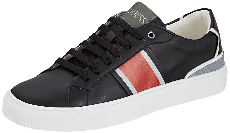 GUESS Men's Todi Low Trainers, Black Red, 11 UK