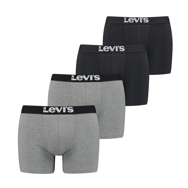 LEVIS Men's Solid Basic Boxer Brief Boxer Briefs, black/mid grey melange,