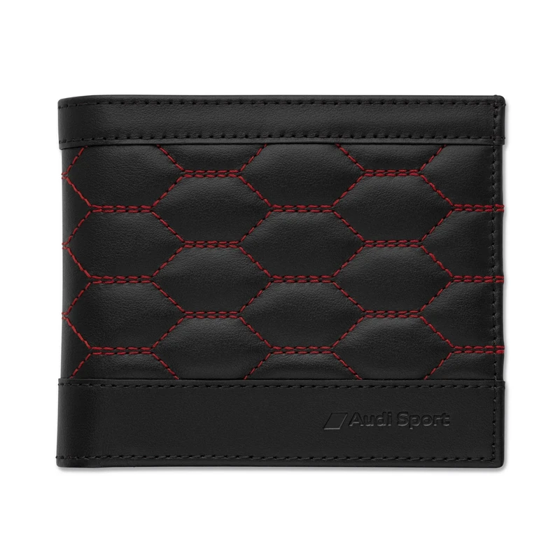 Audi 3152201200 Men's Leather Wallet RFID Protection Wallet Black/Red