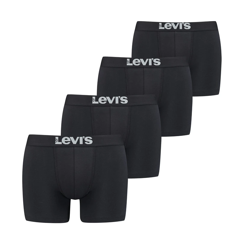 LEVIS Men's Solid Basic Boxer Brief Boxer Briefs, Black,