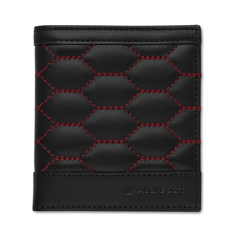 Audi 3152201300 Men's Leather Wallet, RFID Protection, Black/Red