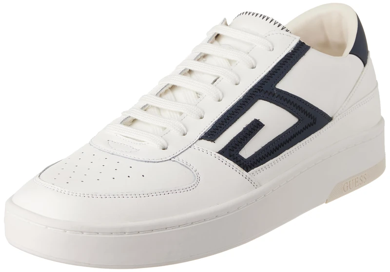 Guess Men's Silea Oxford Flat, White Blue, 12 UK