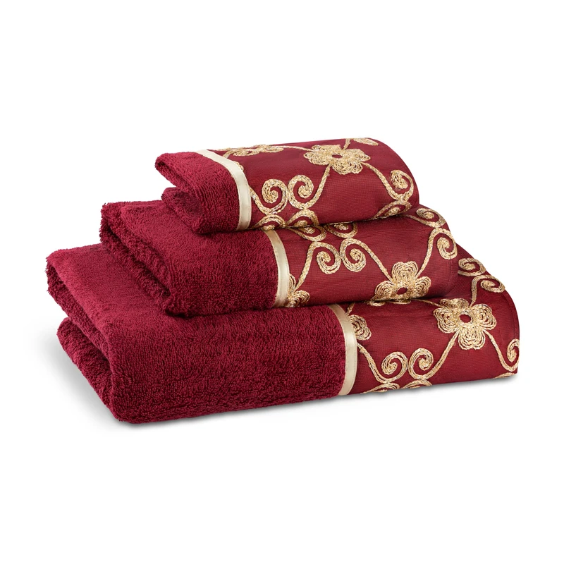 Zahari Home Elegant Rose 3 Piece Cotton Bath Towel Set, Bath, Hand, Wash Towels, Floral Modern Bathroom
