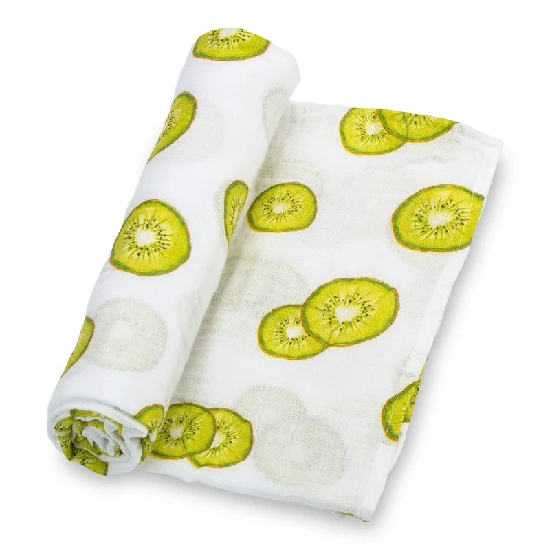 LollyBanks Swaddle Blanket, 100% Cotton Muslin Swaddle Blankets for Boys and Girls, Large 47 x 47 Inches Baby Blanket, Soft and Breathable Newborn Receiving Blankets, Registry (Kiwi Fruit Print)