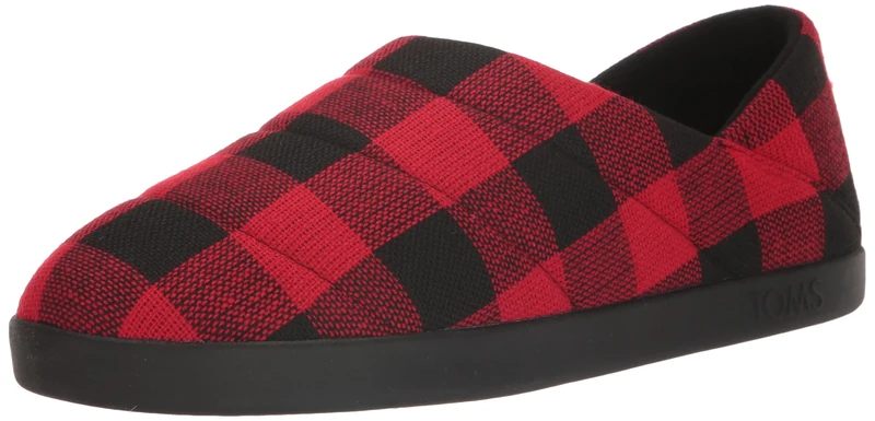 TOMS Men's Ezra Slipper , Red Buffalo Plaid Fleece,6 UK