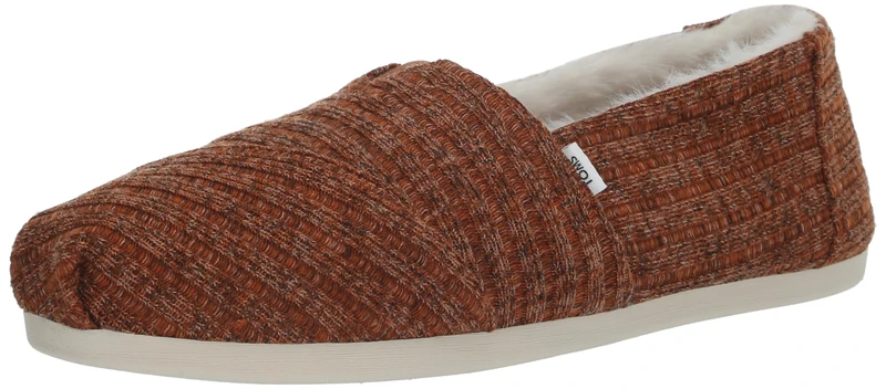 TOMS Women's Alpargata Cloudbound Loafer Flat , Burnt Orange Rib Knit Faux Fur,6.5 UK