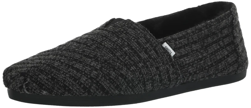 TOMS Women's Alpargata Cloudbound Loafer Flat , Black Rib Knit Faux Fur,6.5 UK