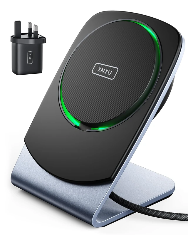 INIU Wireless Charger for Magsafe, 15W Fast Charging Phone Stand Efficient Cooling, User-friendly Charge Dock for iPhone 15 Pro Max/Plus iPhone 14 13 12 (comes with usb-c adapter and c-c cable)