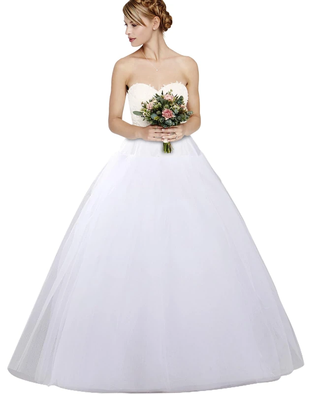 dgdgbaby Hoopless Petticoats Crinoline A-line Slips Underskirt for Bridal Gown Floor Length White, White, One Size - Image 1