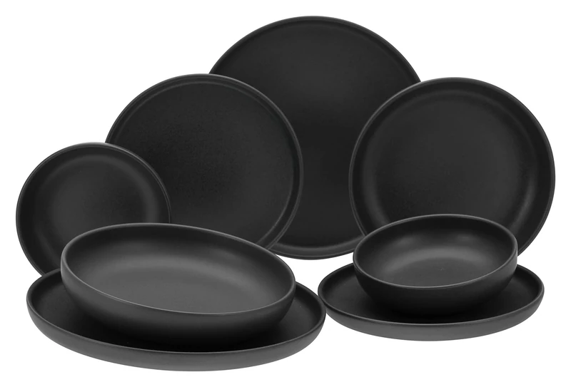 CreaTable, 10524 Uno Black Series Crockery Set, Plate Set 8 Pieces - Image 1