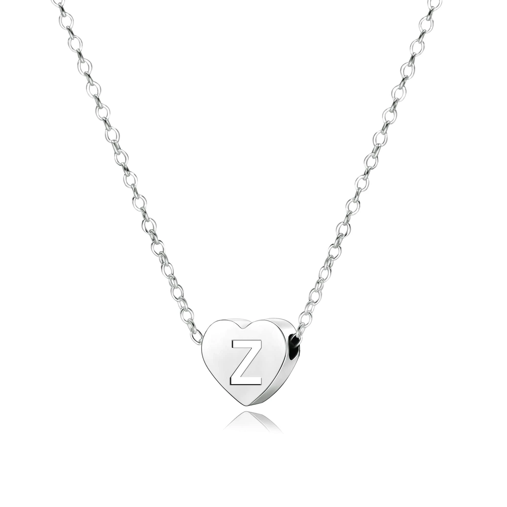 KENYG S925 Silver A-Z Capital Initial Heart Pendant Necklaces for Women Girls Lady for Christmas Birthday Graduation,Women Choker Tiny Necklaces Fashion Jewellery (Z)