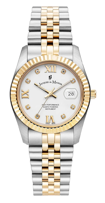 Jacques Du Manoir Swiss Made Ladies Inspiration Roman Gold Plated Stainless Steel Bracelet Watch