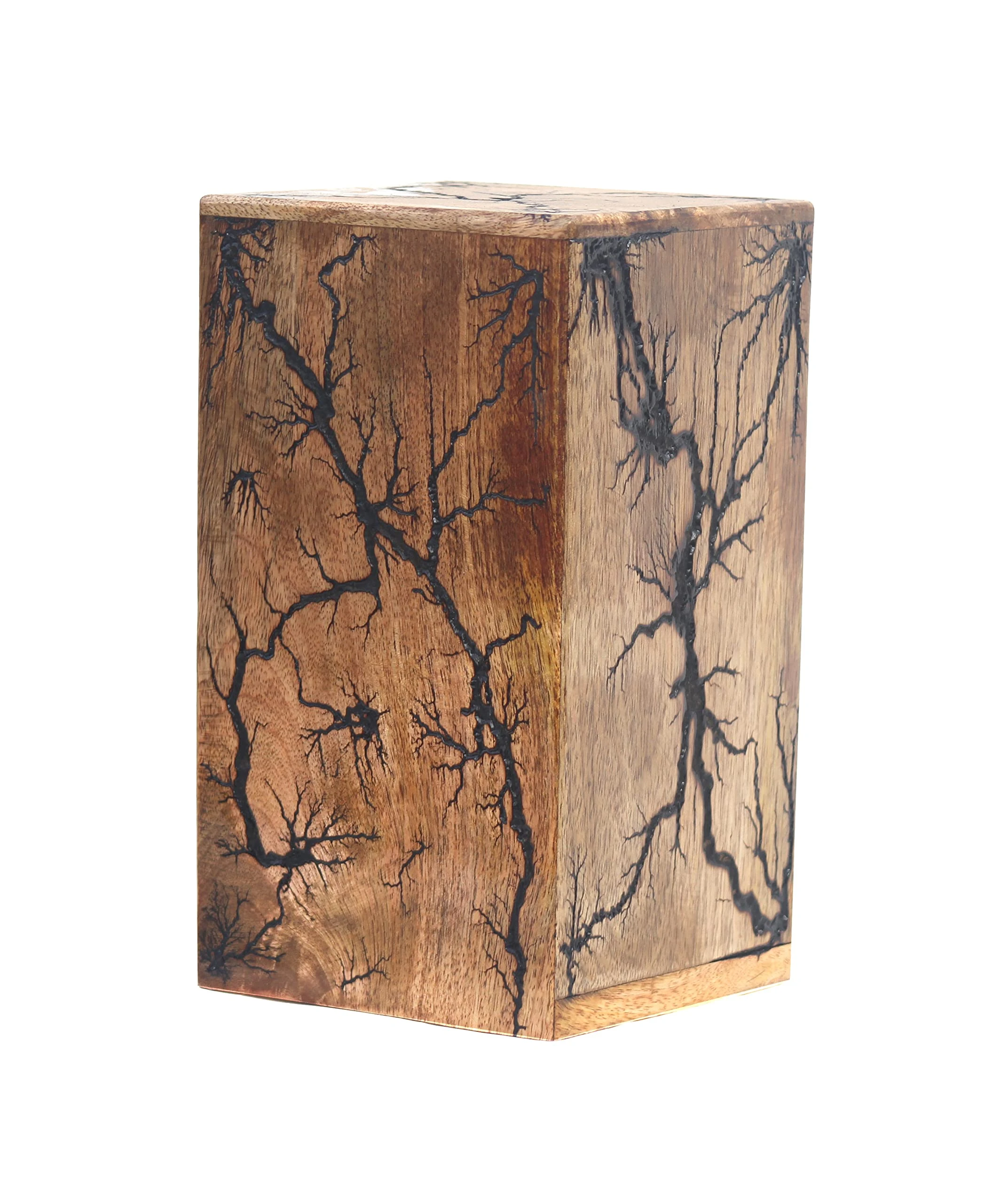 Wooden Urn Box Funeral Cremation Urns for Human Ashes Adult Large - Burial Urns for Columbarium - Fractal Burn Wooden Urn Box - Cremation Urns for Adult Ashes up to 100lbs (8" x 4.75" x 4.75")