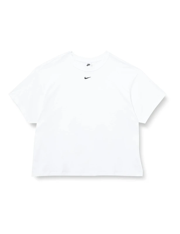 NIKE DM5123-100 W NSW ESSNTL SS TOP BF PLUS Sweatshirt Women's White/Black 2X