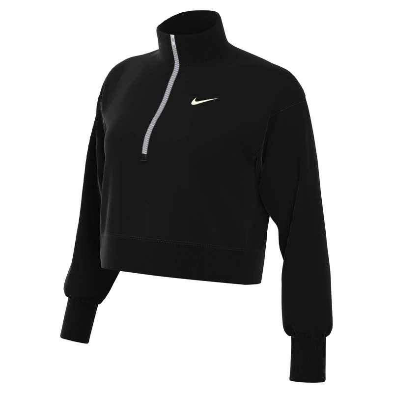 NIKE DQ5767-010 W NSW PHNX FLC QZ CROP Sweatshirt Women's Black/sail L-T - Image 1