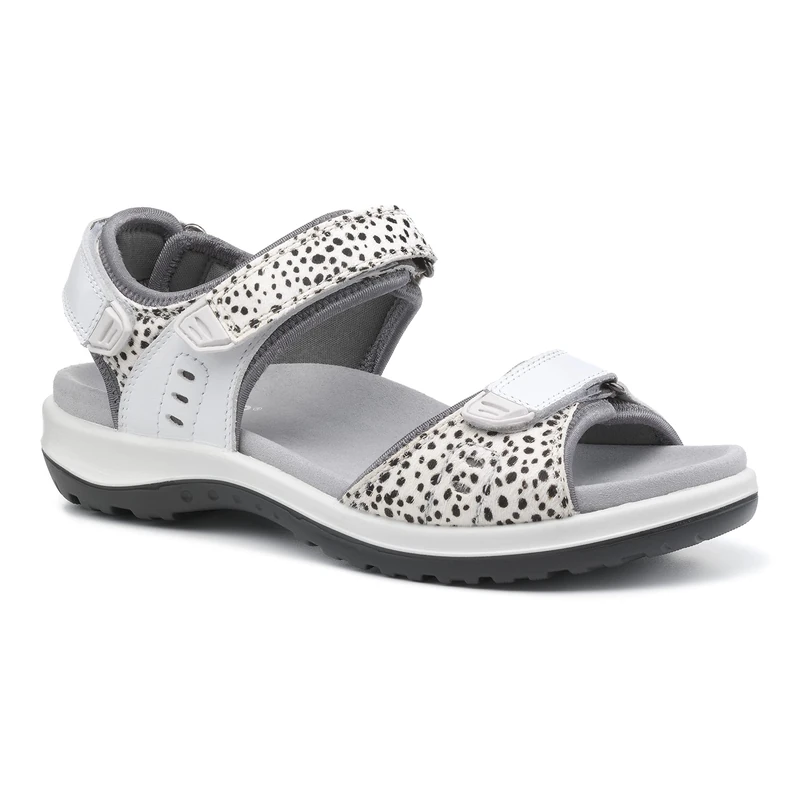 Hotter Women's Walk II Sport Sandal, White-Cheetah, 7.5 UK
