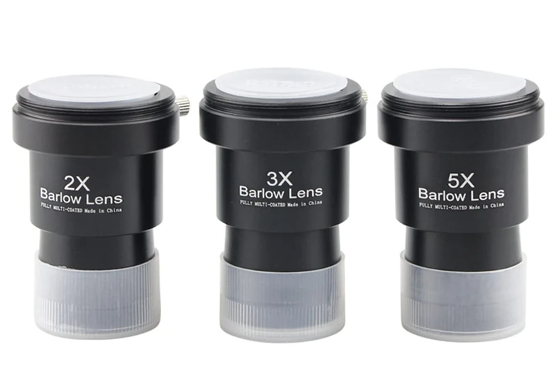 Barlow Lenses Kit 2X-3X-5X, 1.25 Inch Telescope Accessory, Fully Metal Multi-Coated Broadband Green Film Lens for Astronomy Eyepiece