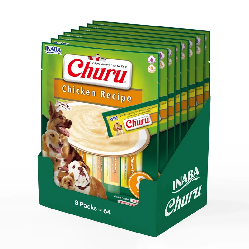 Churu Sticks by INABA Dog Treat - Chicken Flavour 8 Pack (64 x 20g total) / Soft & Creamy Dog Treat, Delicious & Healthy Snack for Dogs, Food Topper, Pill Assist, Training Treat, Natural, Grain Free