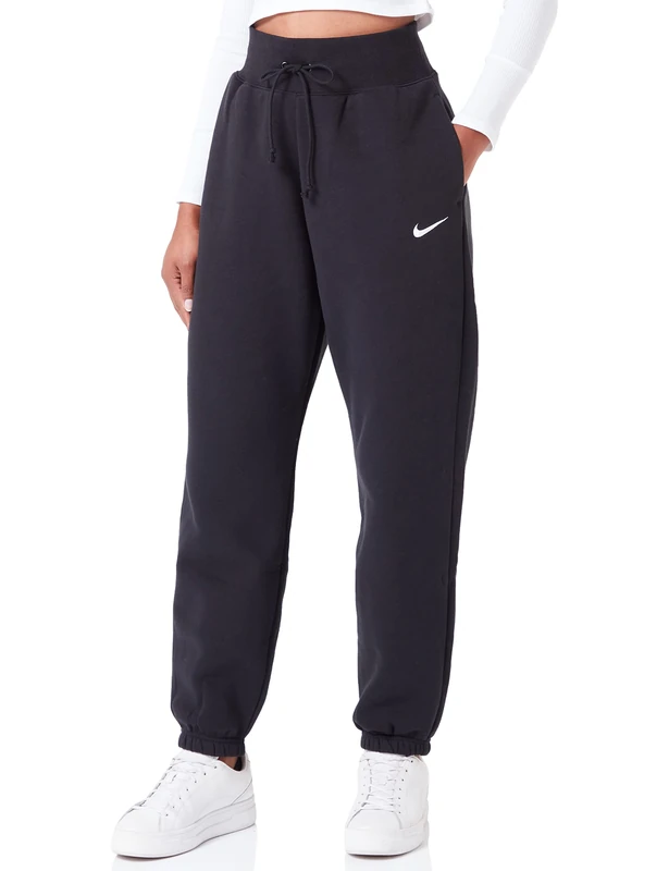 Nike DQ5887-010 W NSW PHNX FLC HR OS Pant Pants Women's Black/SAIL Size 2XS