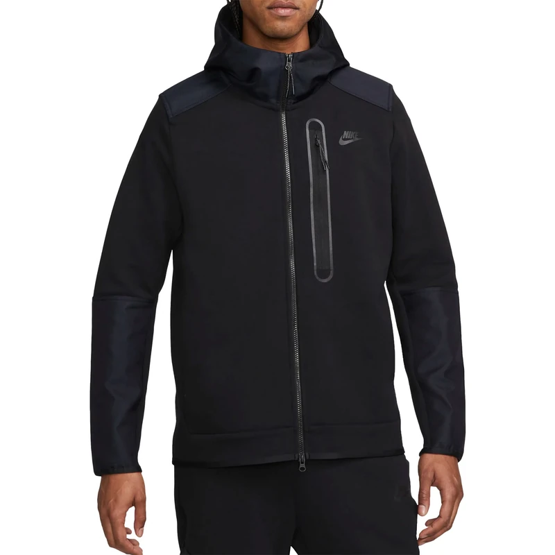 NIKE DR6165-010 M NK TCH FLC OVERLAY FZ Sweatshirt Men's Black/Black/Black 3XL