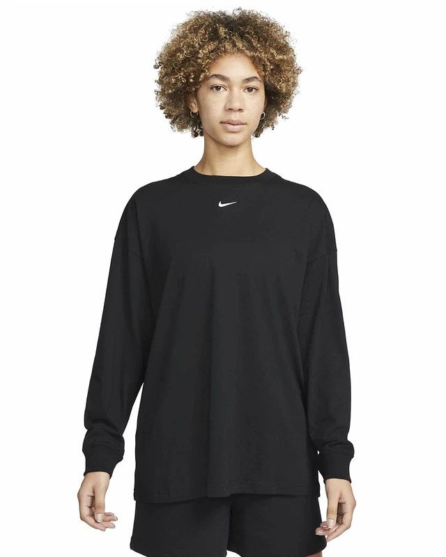 NIKE DM6232-010 W NSW ESSNTL LS TOP Sweatshirt Women's Black/White L