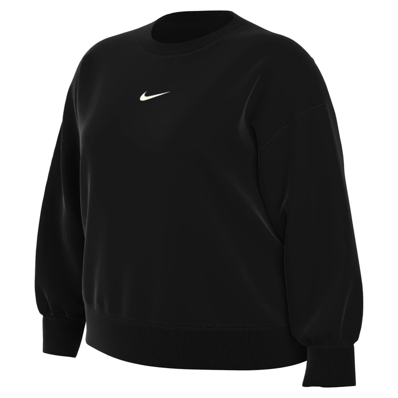 NIKE DV4976-010 W NSW PHNX FLC OS CREW PLUS Sweatshirt Women's Black/sail 0X-T