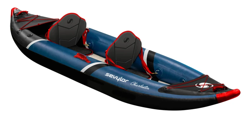Sevylor Charleston Kayak, Inflatable Kayak for 2 People, High Pressure Drop Stitch Base, Robust Canoe Made of Reinforced PVC, Includes Dry Pack, Pressure Gauge & Removable Fin, Maximum Load 196 kg