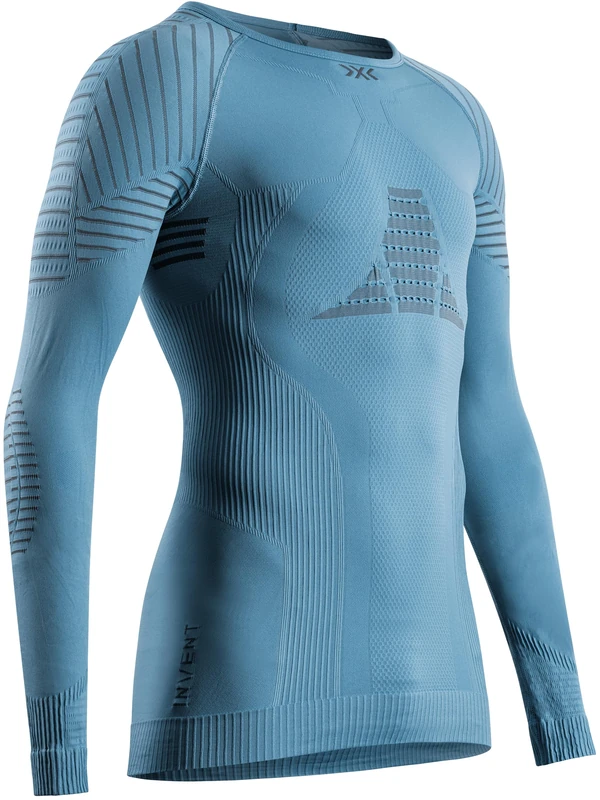 X-BIONIC Invent 4.0 Shirt Round Neck Long Sleeves Men Baselayer Functional Sport T-Shirt, Blue Anthracite, M
