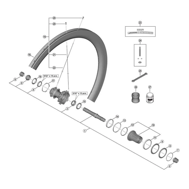 Shimano Spares WH-R9270-C50-TU-R complete hub axle