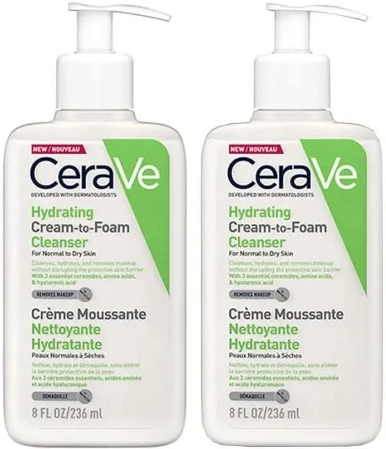 CeraVe DOUBLE Hydrating Cream-to-Foam Cleanser 236ml
