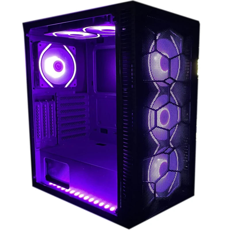 SaharaGaming P44 BLACK Mesh & Tempered glass case with fan & hub (4 x Pirate Duo Rings, Universal Hub)