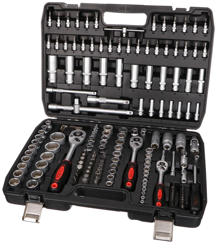 SIXTOL Tool Set 171 Socket Set with Ratchets in a Plastic Case| Versatile 171-piece Set | Suitable for Any Workshop or Garage