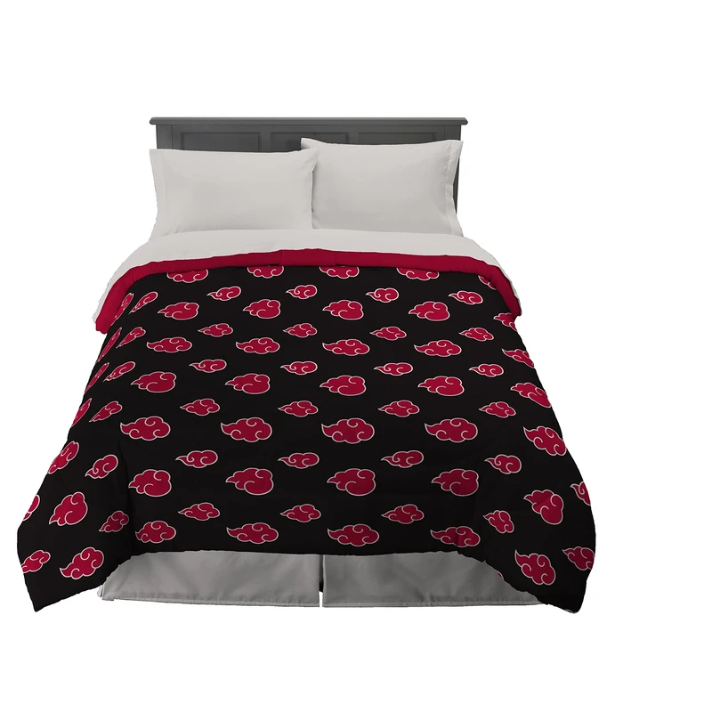 Franco Naruto Anime Akatsuki Pattern Bedding Soft Microfiber Comforter, Queen, (Official Naruto Product)