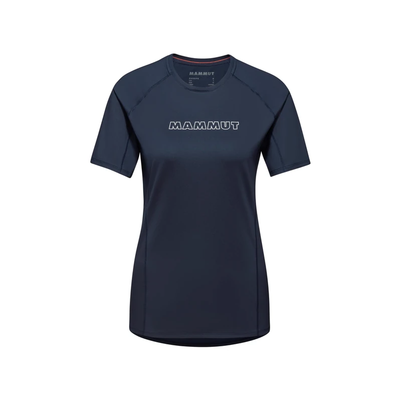 Mammut Selun FL T-Shirt Logo Women | Quick Dry Short Sleeve Shirt, with Sun Protection UPF 50+, for Hiking & Outdoor Sport | Marine, XS