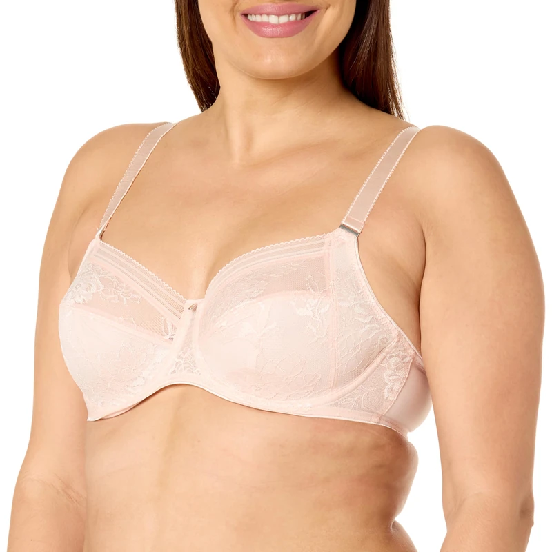 Fantasie Women's Fusion Lace Underwire Full Cup Side Support Bra Coverage, Blush, 34FF