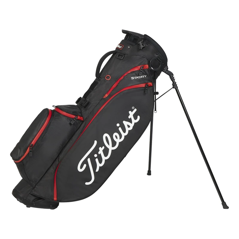 Titleist Players 4 StaDry Golf Bag, Black/Black/Red