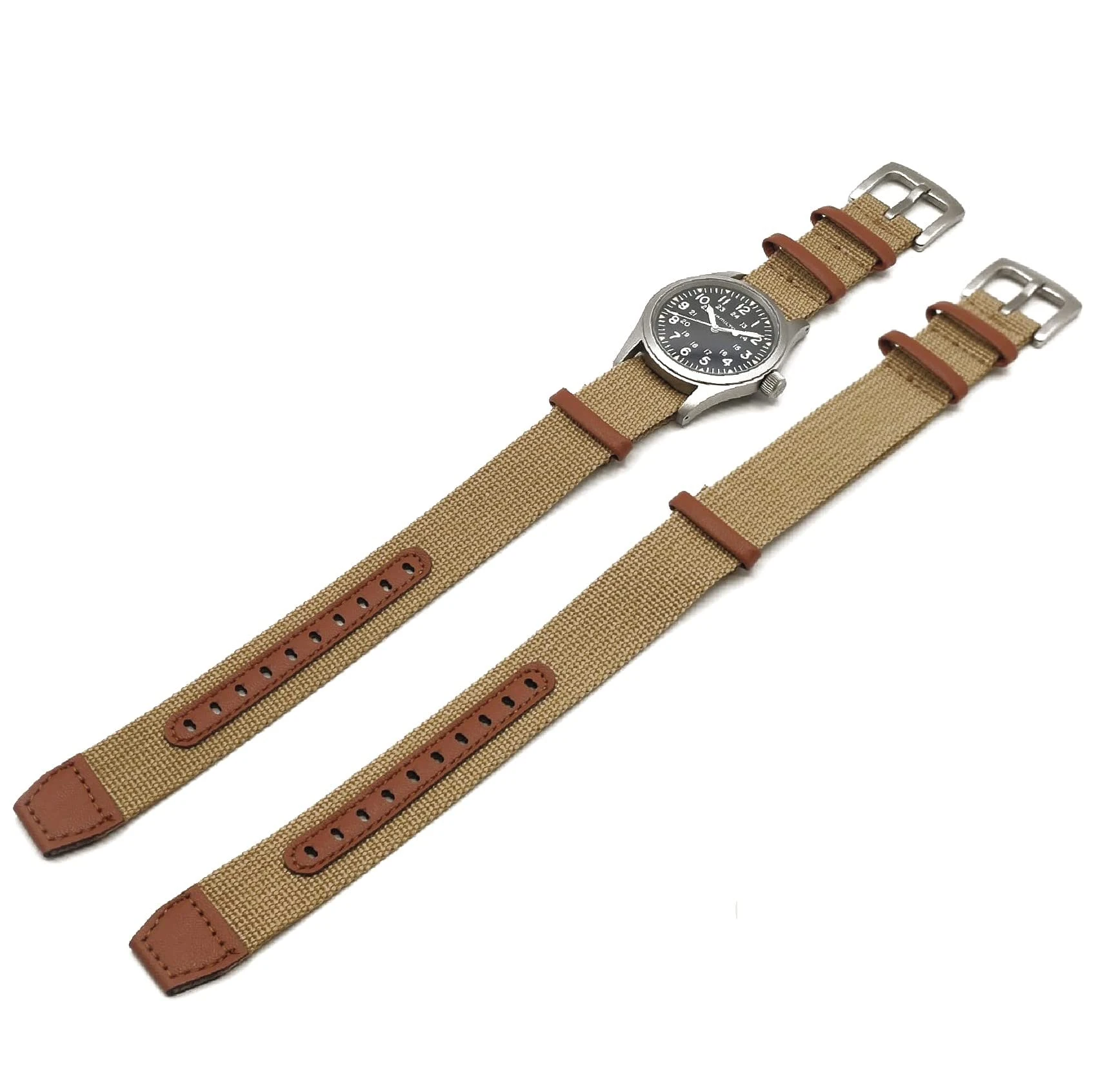 Nylon Army G10 Khaki Field Watch Strap Compatible with Hamilton Military Leather Nylon 20 22 mm Green Black Sand Blue Grey Vintage, brown, 20mm, Born