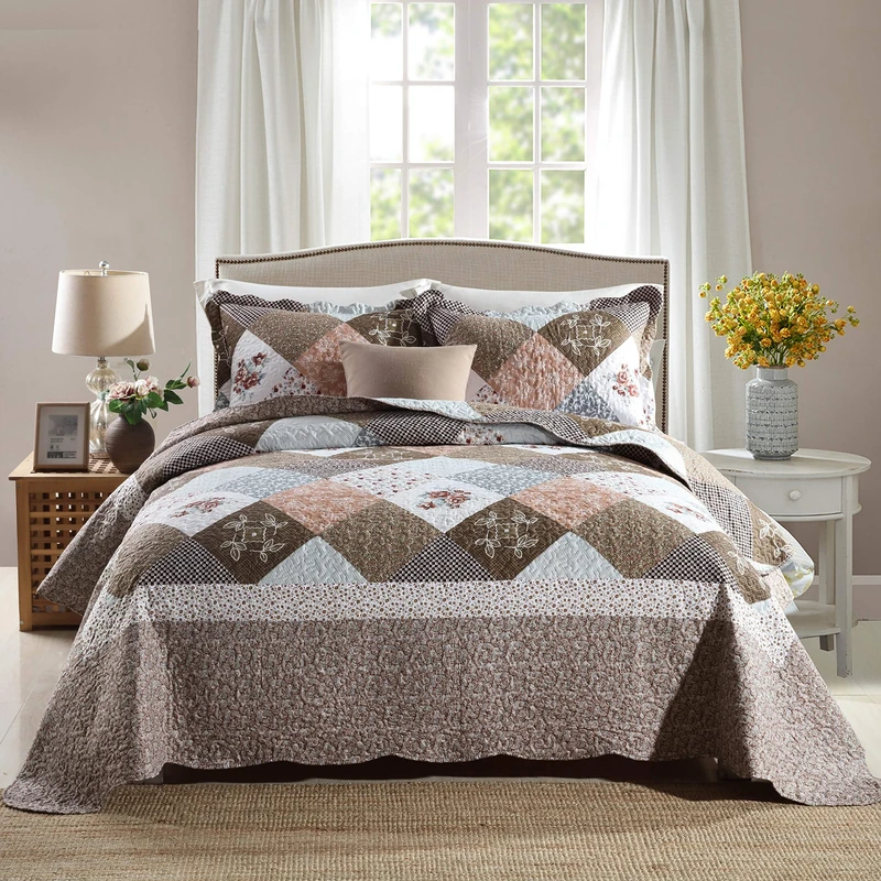 Travan 3-Piece Super King Quilt Sets with Sham Oversized Bedding Bedspread Reversible Soft Coverlet Set, Super King(120 * 120 in)