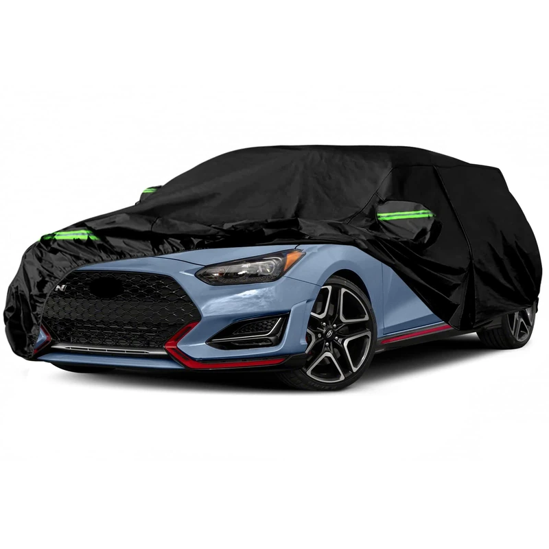 Waterproof Car Cover Replacement for 2011-2023 Hyundai Veloster, 6 Layers All Weather Car Cover with Zipper Door & Windproof Bands for Snow Rain Dust Hail Protection